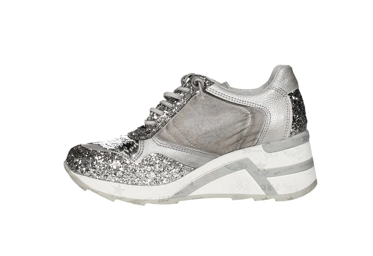 Blucher Glitter/piel/nilon /lentejuelas Gris Cu#a