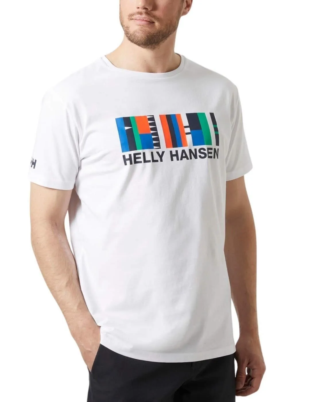 Camiseta Helly Hansen blanca logo color manga corta hombre