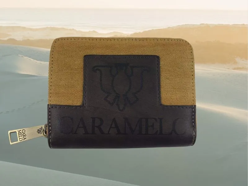 Caramelo | Monedero y tarjetero canvas casual mostaza