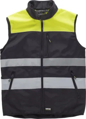 Chaleco workshell combinado con alta visibilidad Negro / Amarillo