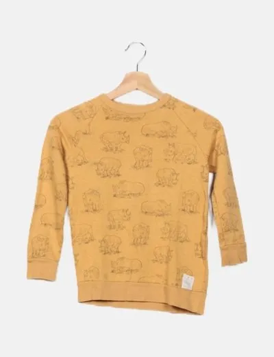 El Corte Inglés Sudadera naranja print rinocerontes