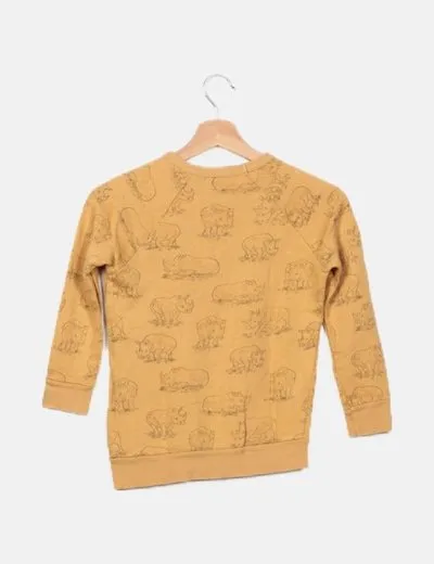 El Corte Inglés Sudadera naranja print rinocerontes