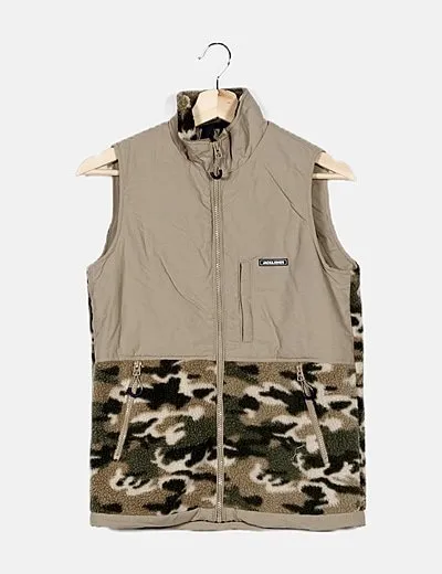 Jack & Jones Chaleco beige camuflaje