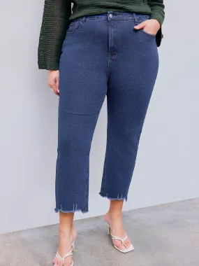  Jeans Acampanados de Denim con Bolsillo y Dobladillo Crudo de Cider Curvy