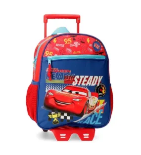 Mochila Cars Lets race 33 cm con carro rojo