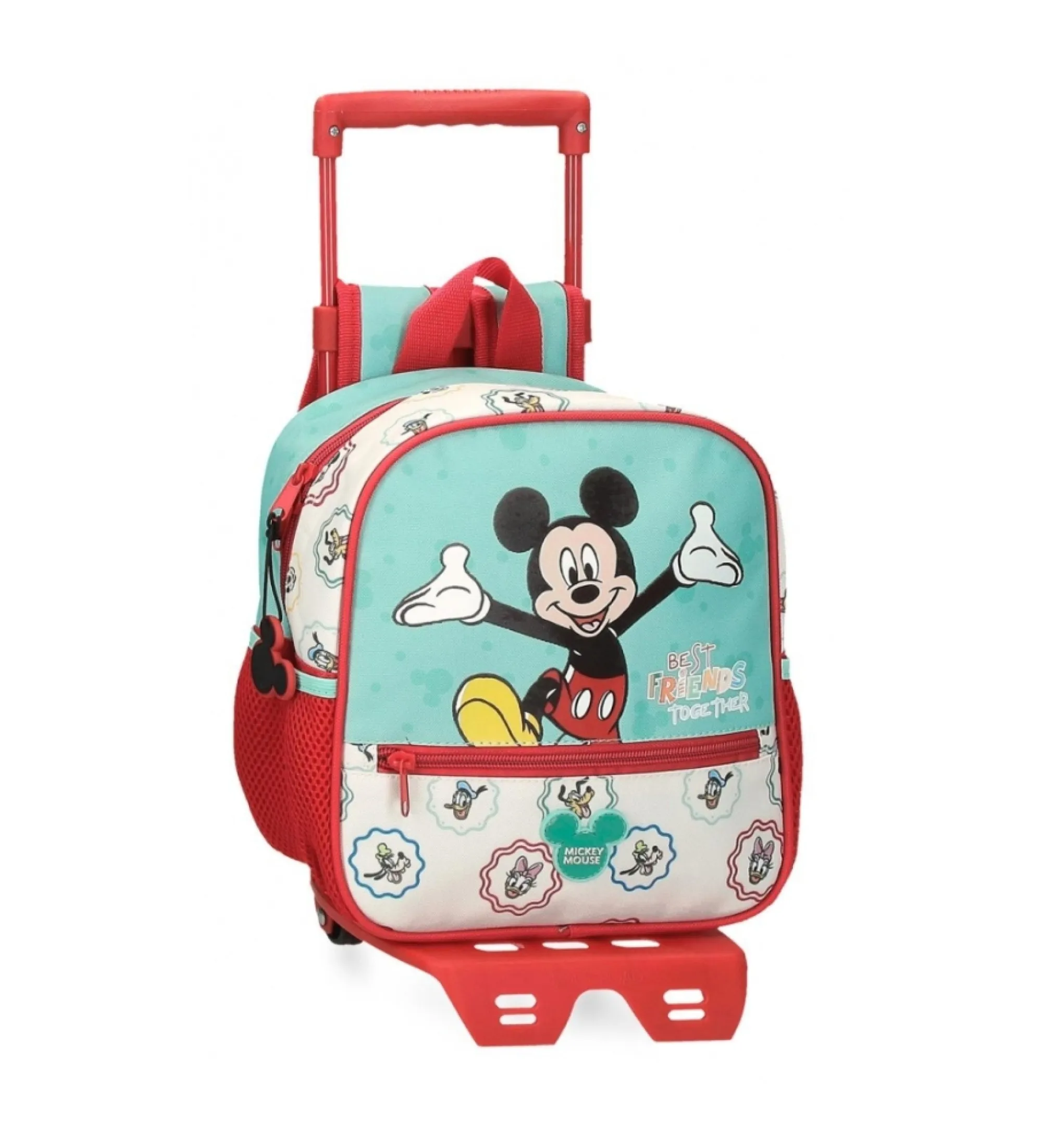 Mochila Guardería Mickey Best friends together  con carro multicolor