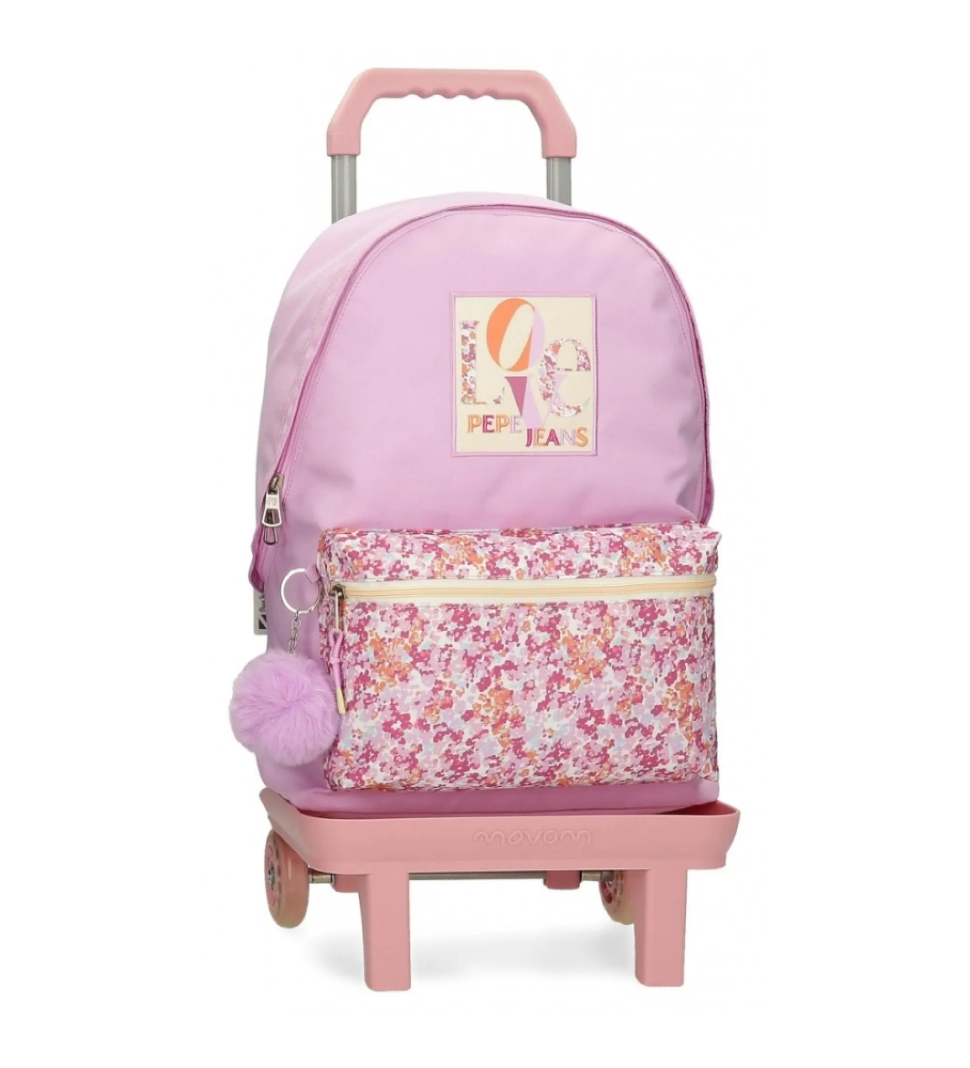 Mochila Sandra 42 cm con carro rosa