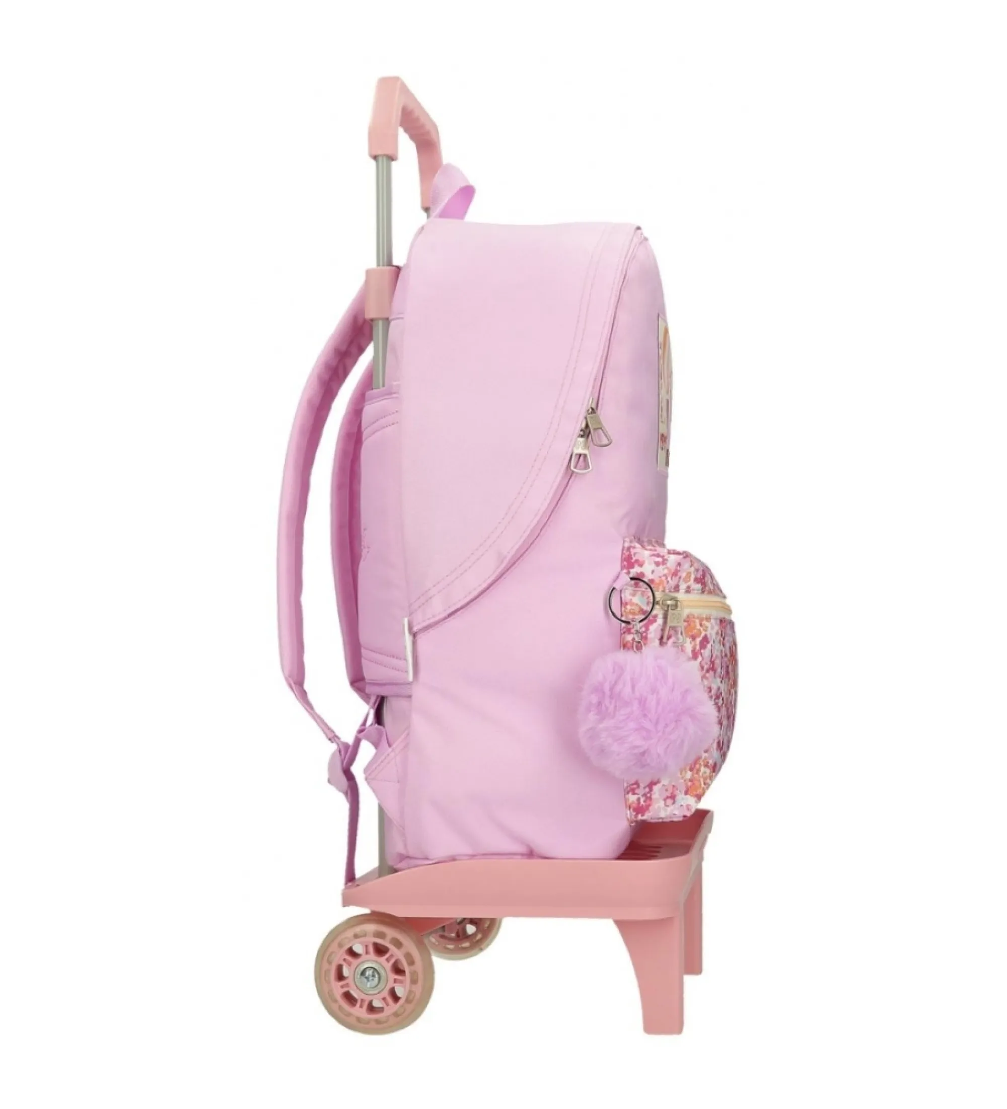 Mochila Sandra 42 cm con carro rosa