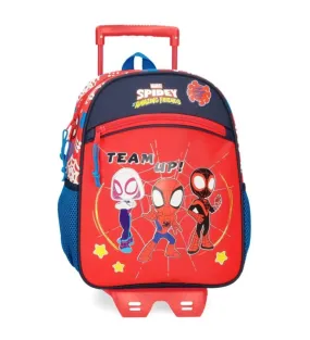 Mochila Spidey and friends 33cm con carro rojo