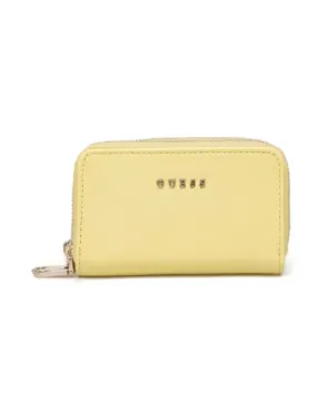 Monedero mini Guess Double Zip amarillo para mujer