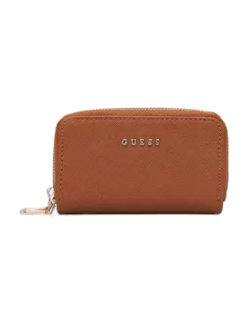 Monedero mini Guess Double Zip marrón para mujer