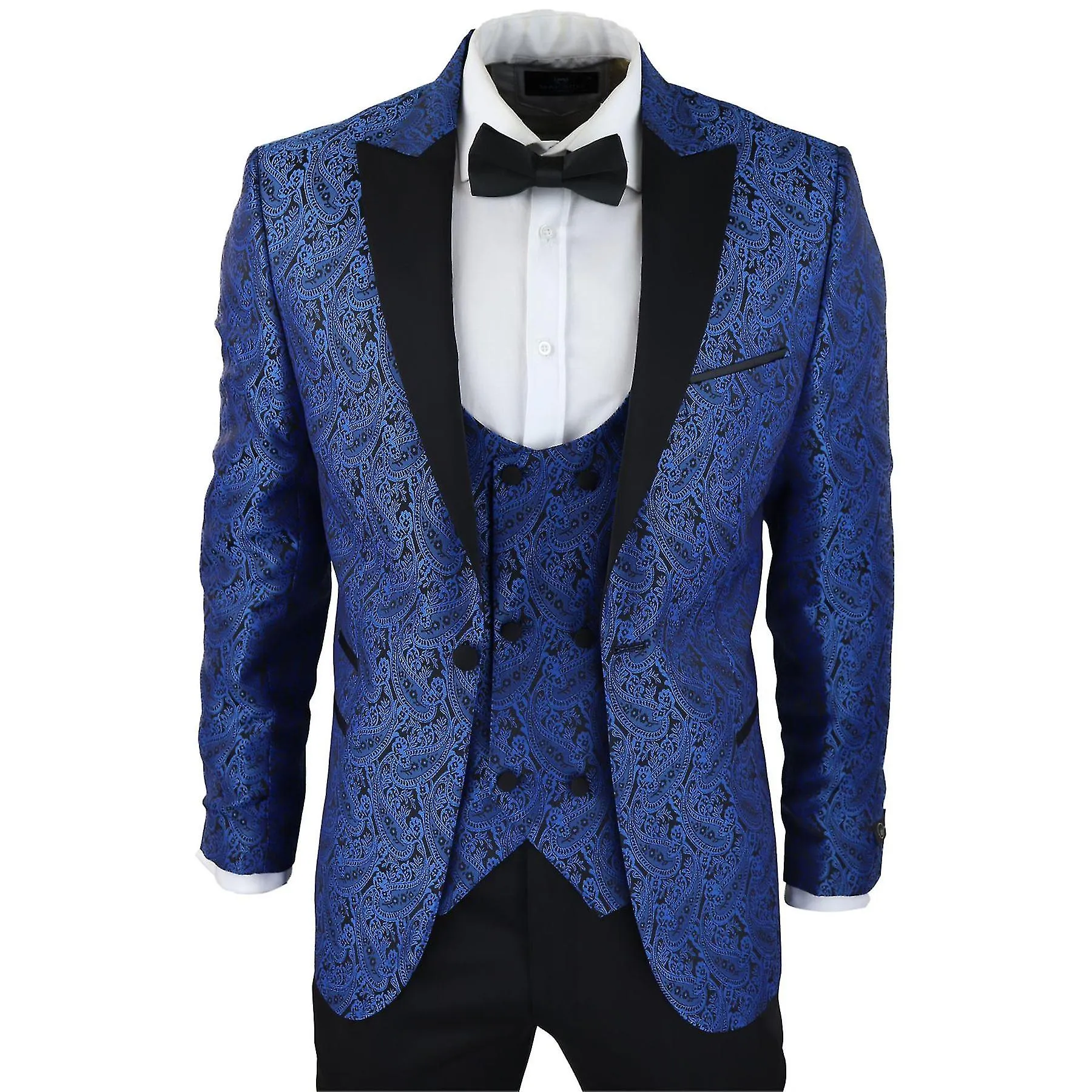 Paisley Tuxedo Blazer Hombre Y Chaleco Brocado Chaqueta Cena Satén Satén