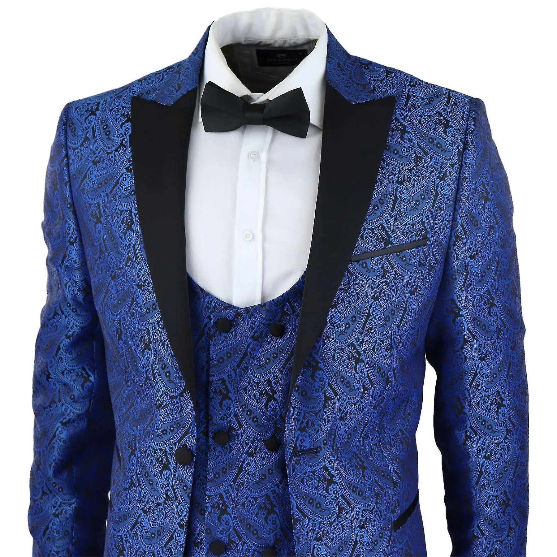 Paisley Tuxedo Blazer Hombre Y Chaleco Brocado Chaqueta Cena Satén Satén