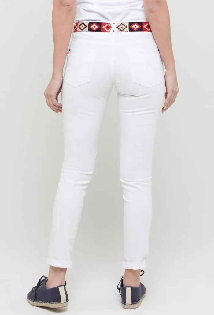 Pantalón corte skinny cinco bolsillos para mujer color blanco