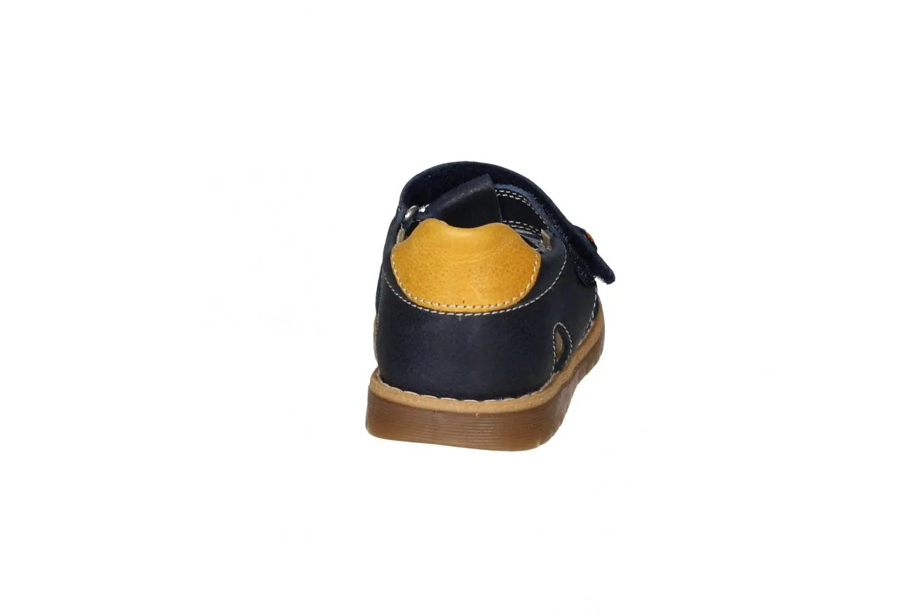 Pepito Velcro Piel Azul Tiras Pala Talon Amarillo