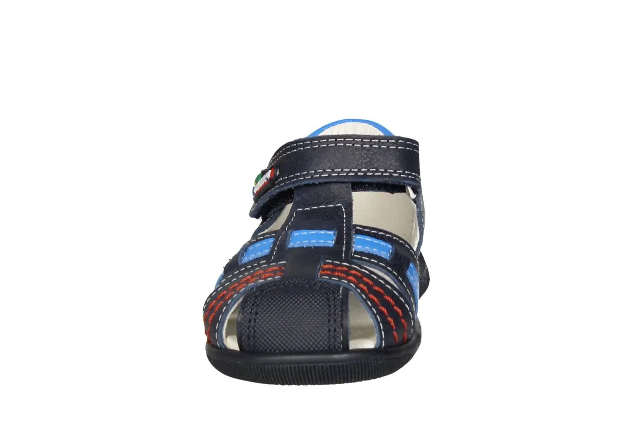 Sandalia Cubierta Piel Azul Velcro Tira y Talon Azulon