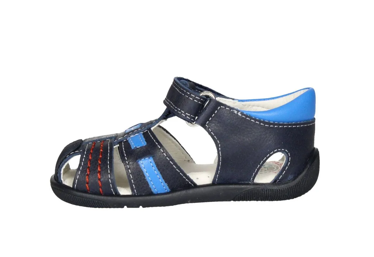 Sandalia Cubierta Piel Azul Velcro Tira y Talon Azulon