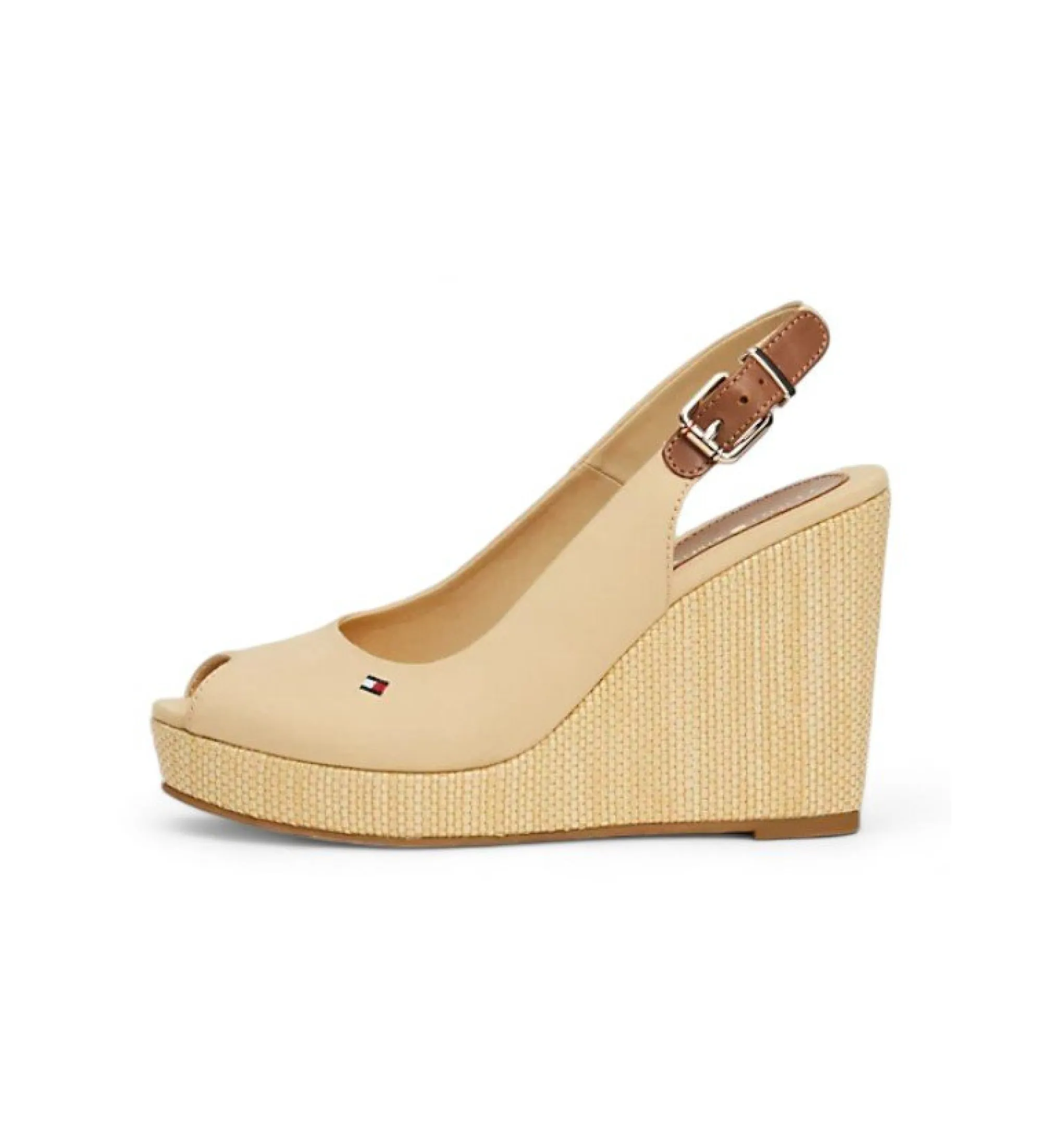 Sandalias Iconic con talón descubierto y cuña beige