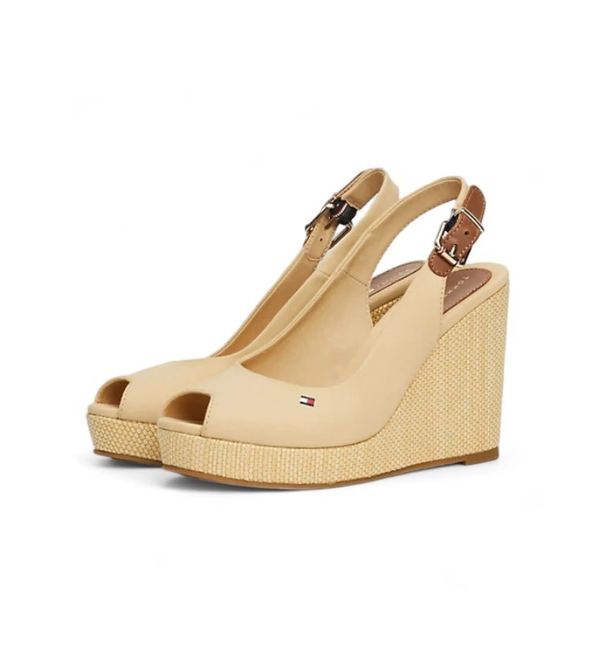 Sandalias Iconic con talón descubierto y cuña beige