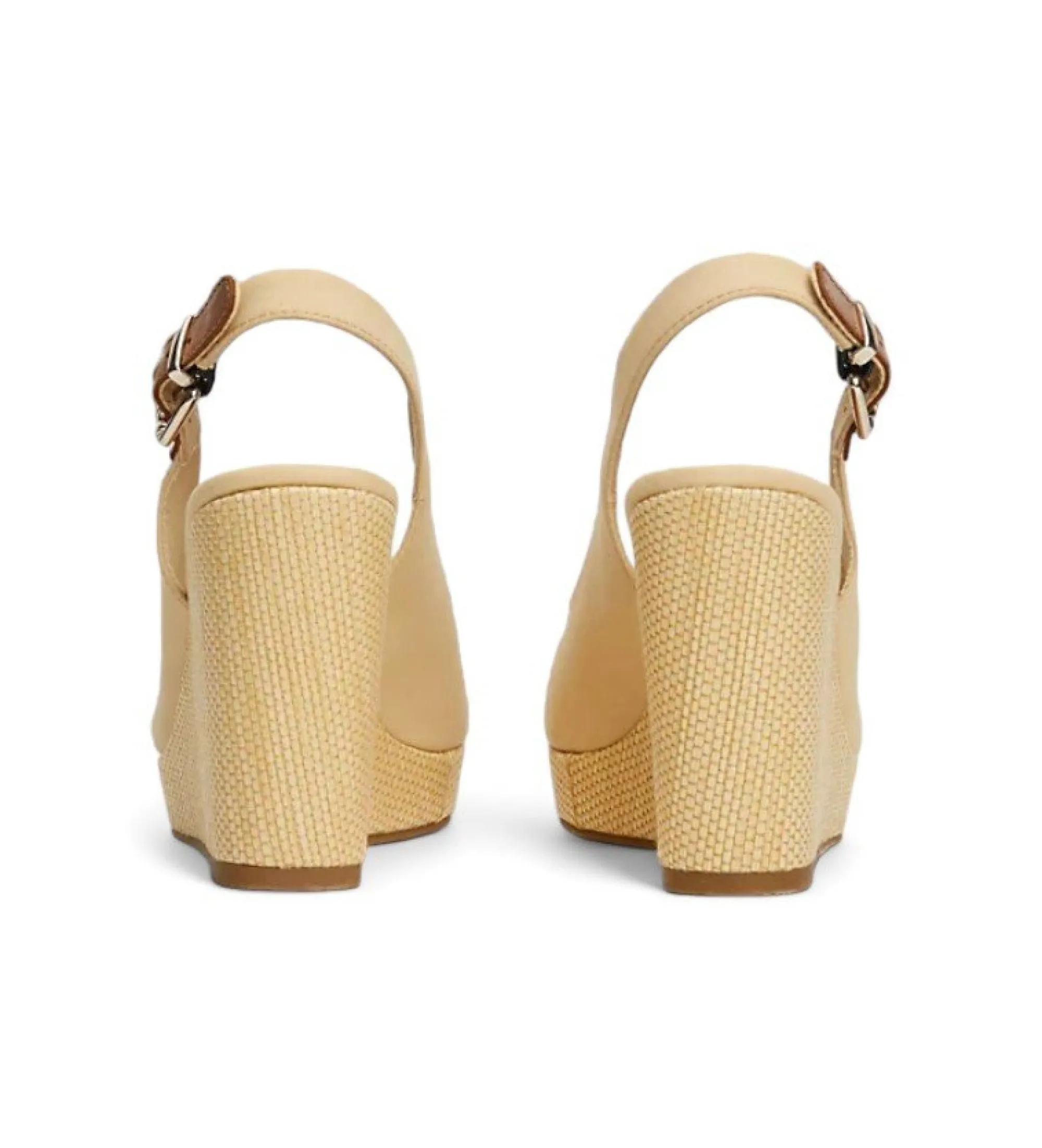 Sandalias Iconic con talón descubierto y cuña beige