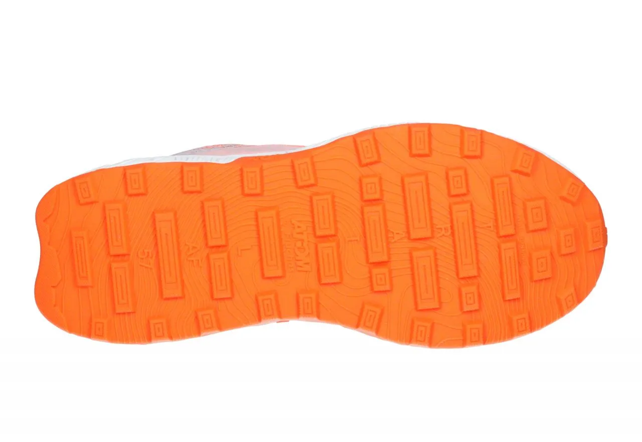 Sneaker Atom Nylon Naranja Talon y Piso Blanco