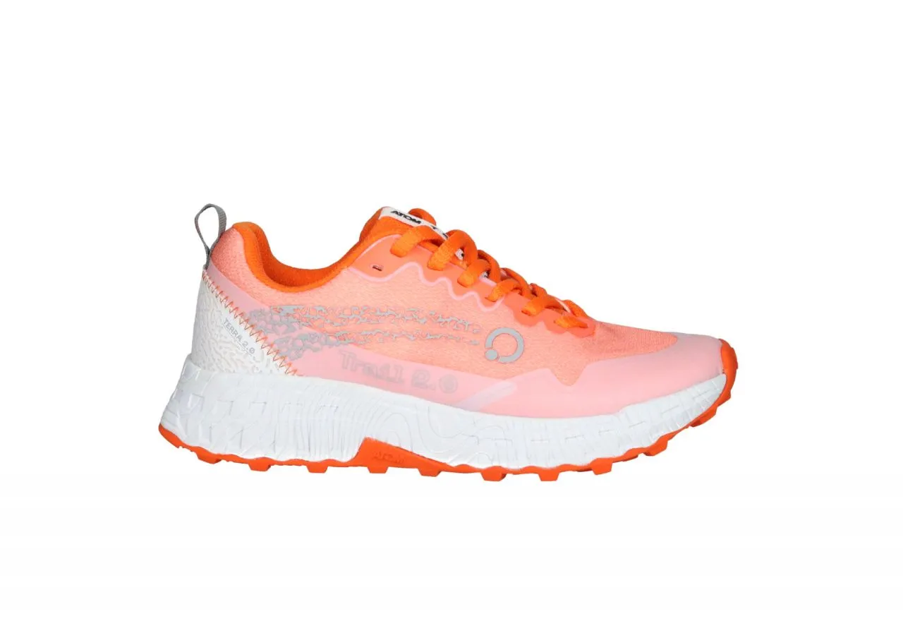 Sneaker Atom Nylon Naranja Talon y Piso Blanco