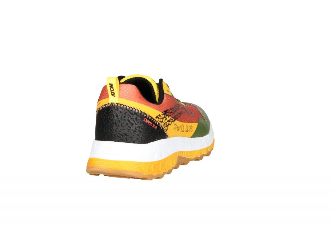 Sneaker Atom Nylon Naranja/amarillo Punta Kaki Talon Negro