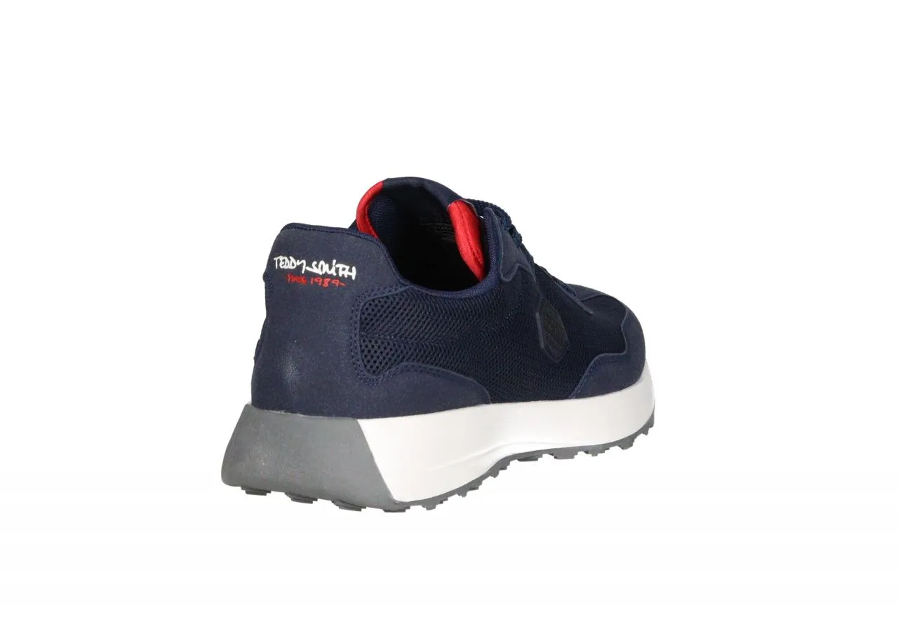 Sneaker Nobuck/nylon Azul Lengueta Roja Piso Blanco