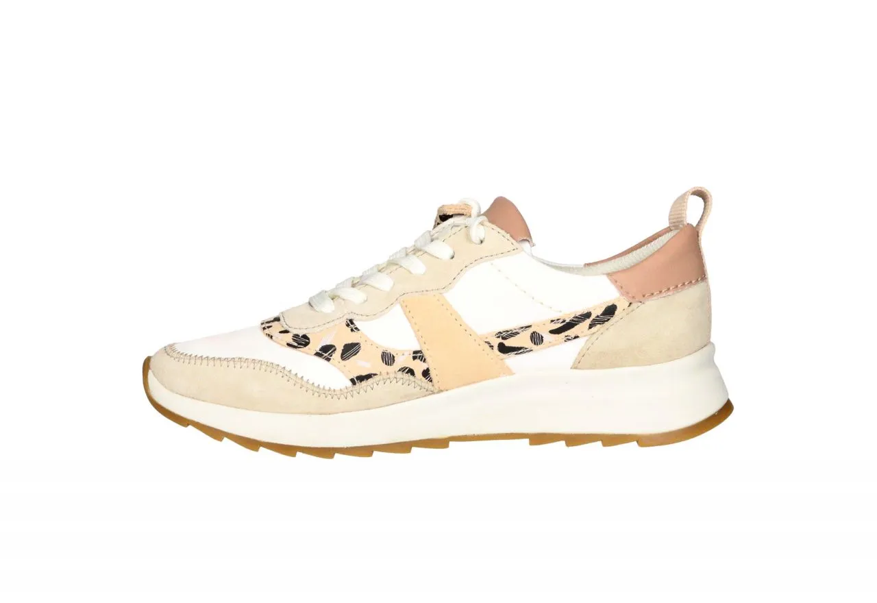 Sneaker Nobuck/nylon Beig/blanco Franja Animal Print