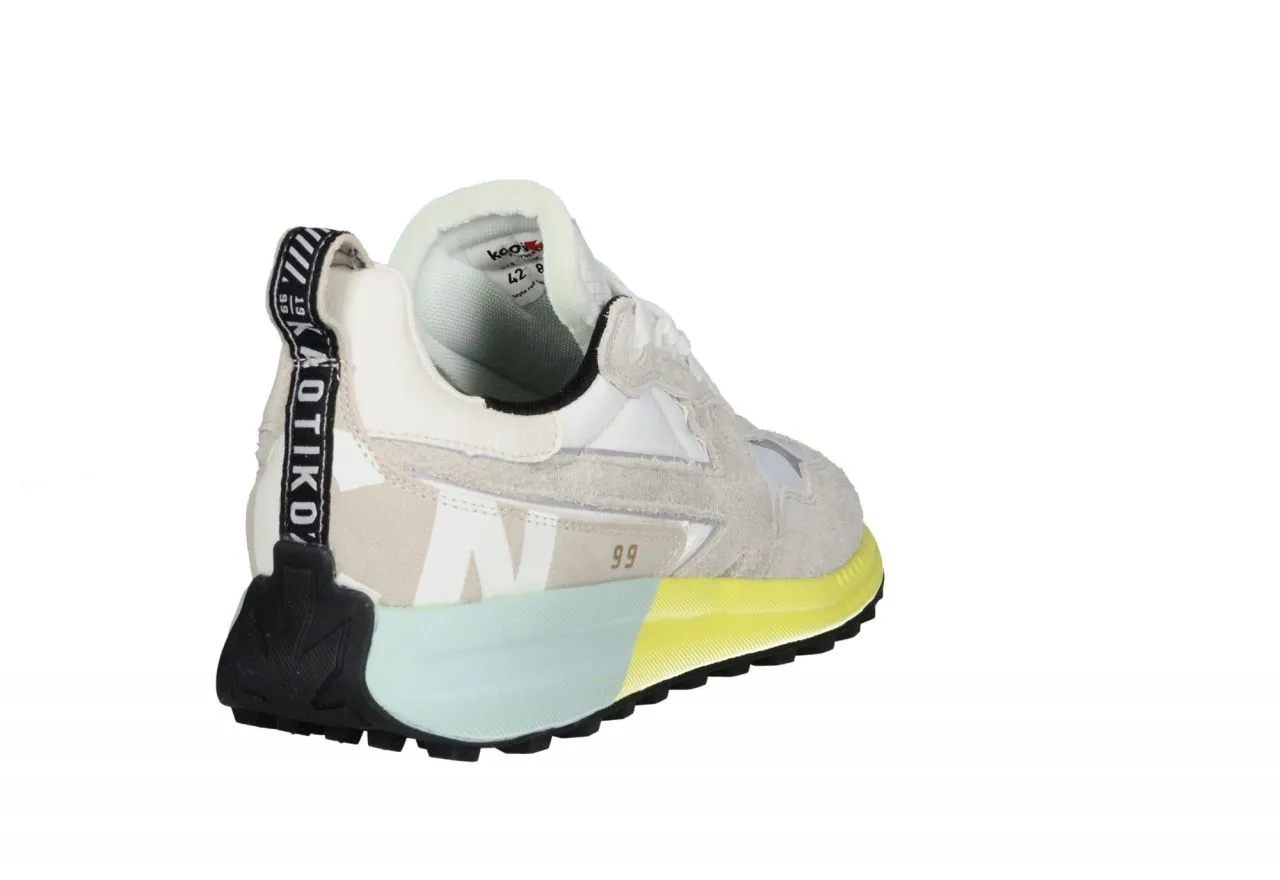 Sneaker Nobuck/nylon Gris-blanco Piso Blanco y Aguamarina