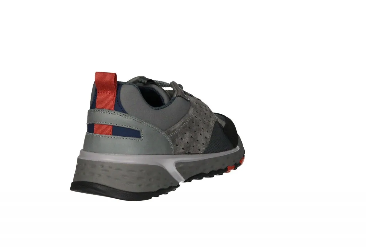 Sneaker Nobuck/nylon Gris Laterales Picados Pieza Talon Azul