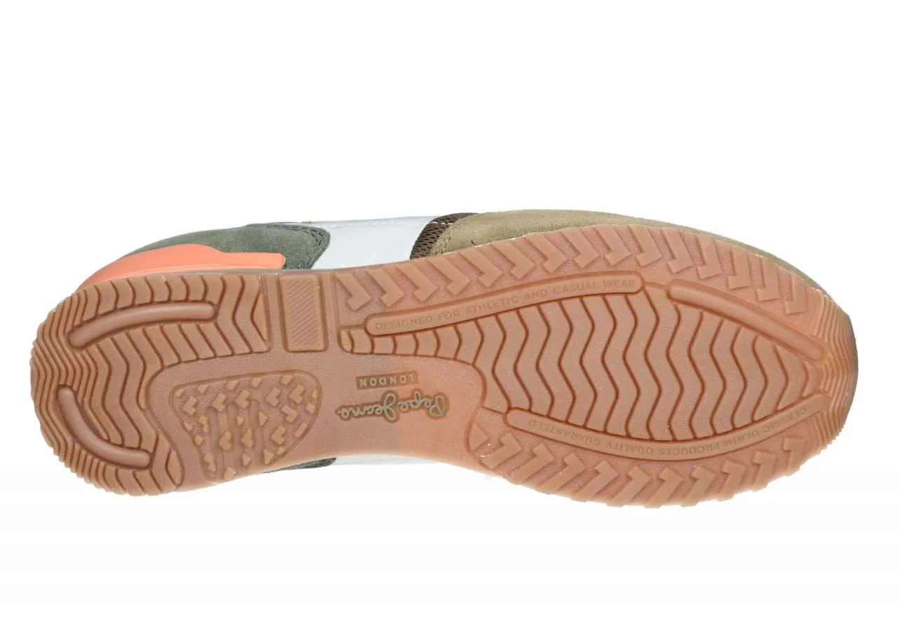 Sneaker Nobuck/nylon Marron-gris-kaki Pieza Talon Salmon