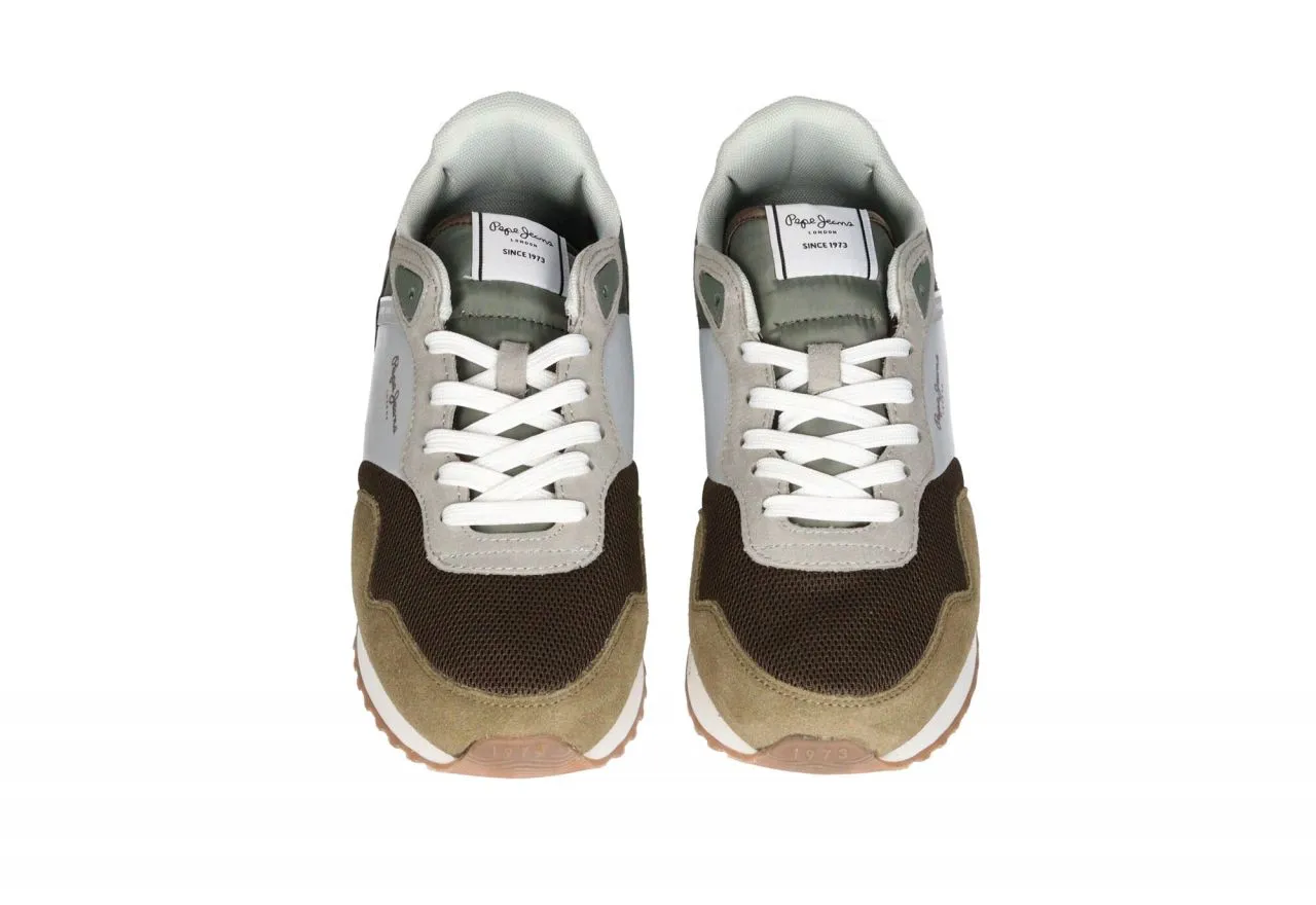 Sneaker Nobuck/nylon Marron-gris-kaki Pieza Talon Salmon