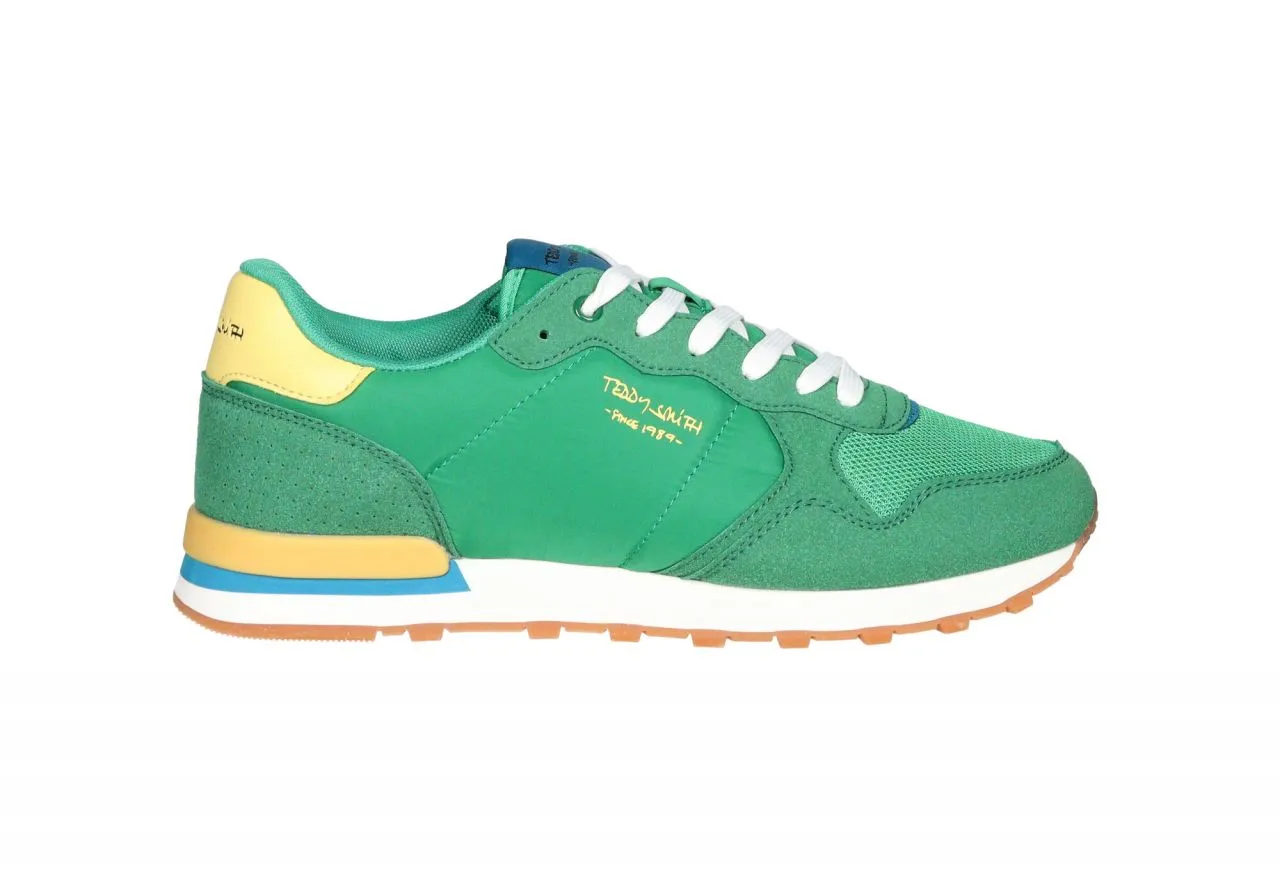 Sneaker Nobuck/nylon Verde Pieza Talon Amarillo Piso Blanco