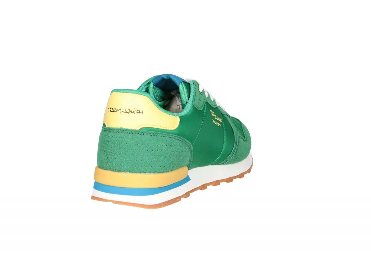 Sneaker Nobuck/nylon Verde Pieza Talon Amarillo Piso Blanco