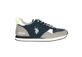 Sneaker Nylon Azul Punta y Talon Nobuck Gris Pieza Blanca