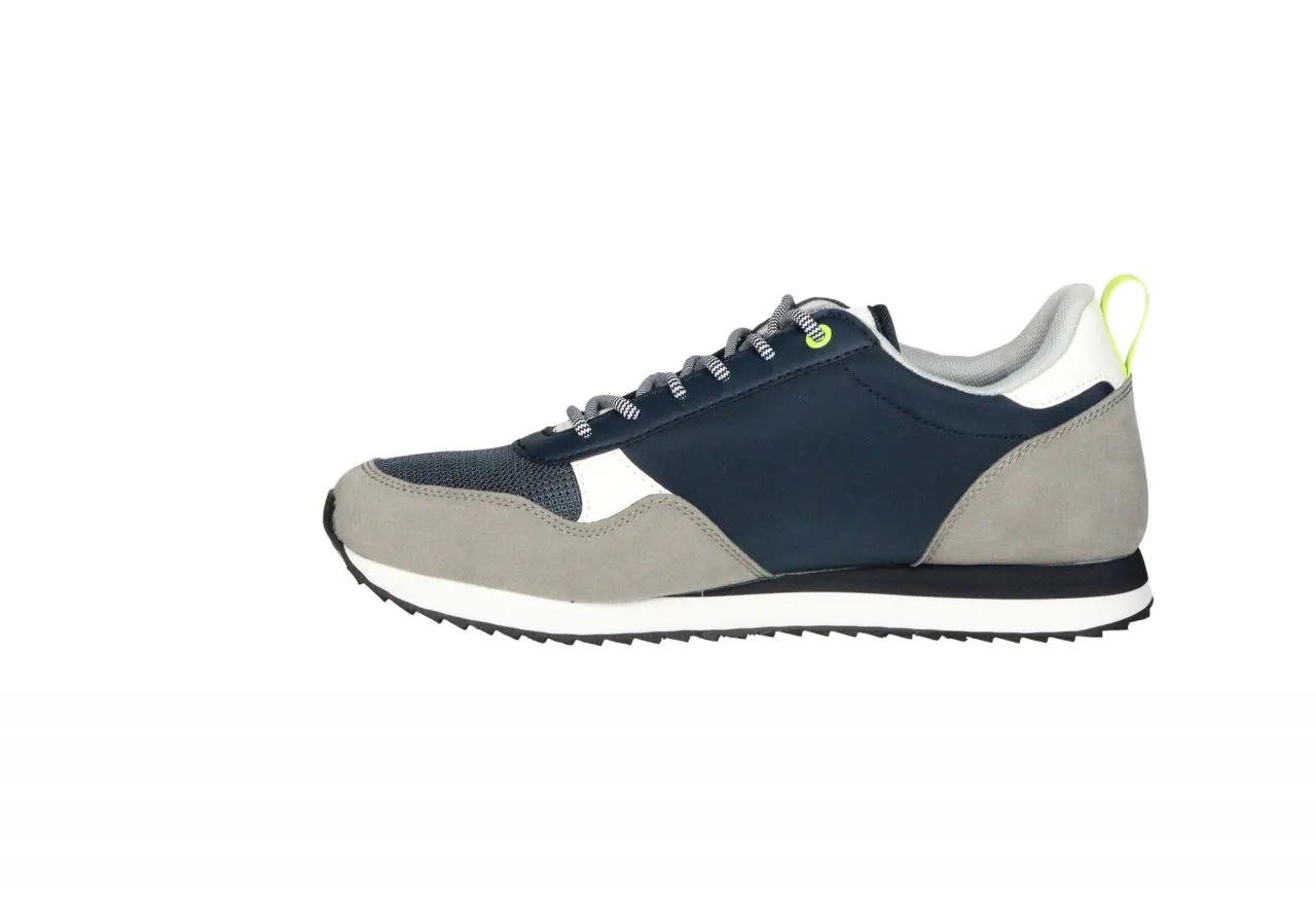 Sneaker Nylon Azul Punta y Talon Nobuck Gris Pieza Blanca