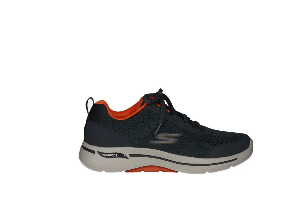 Sneaker Nylon Gris Arch Fit Caladitos Filo Cuello Naranja