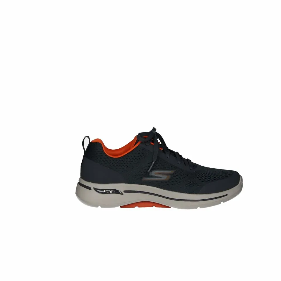 Sneaker Nylon Gris Arch Fit Caladitos Filo Cuello Naranja