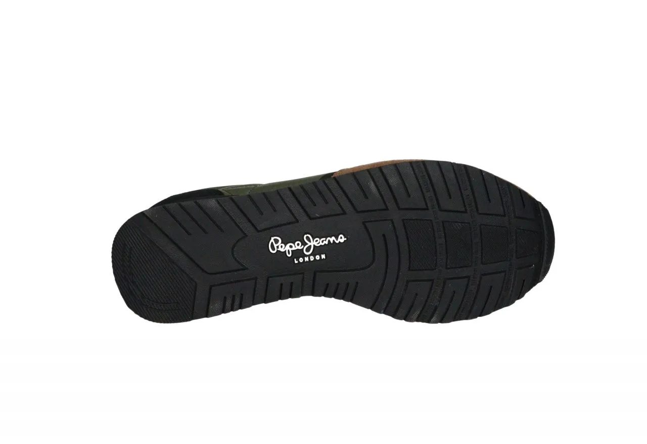 Sneaker Nylon Kaki Punta y Carrillera Nobuck Marron Talon Negro