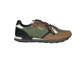 Sneaker Nylon Kaki Punta y Carrillera Nobuck Marron Talon Negro