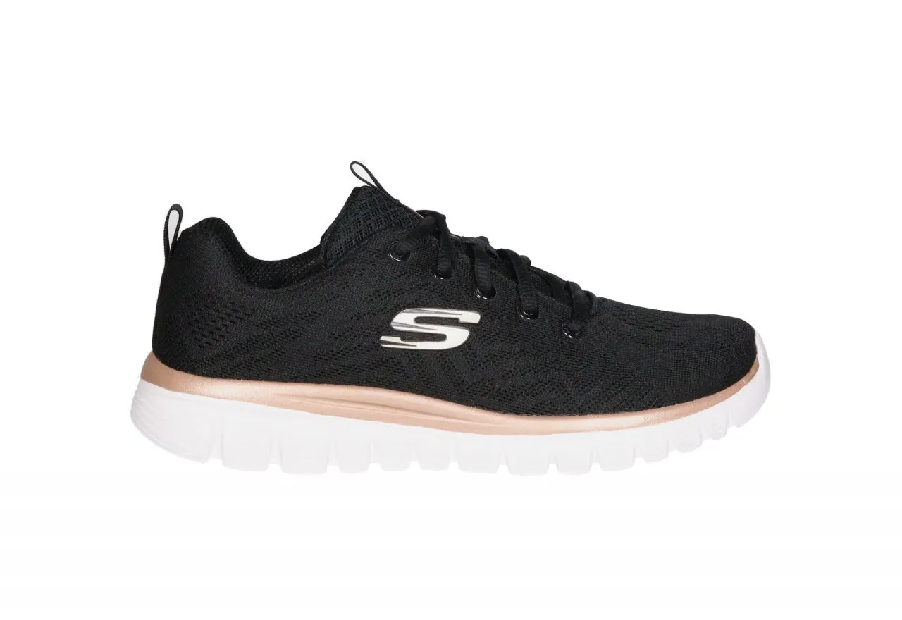 Sneaker Nylon Negro Calados Memory Foam Piso Blanco Filo Bronce