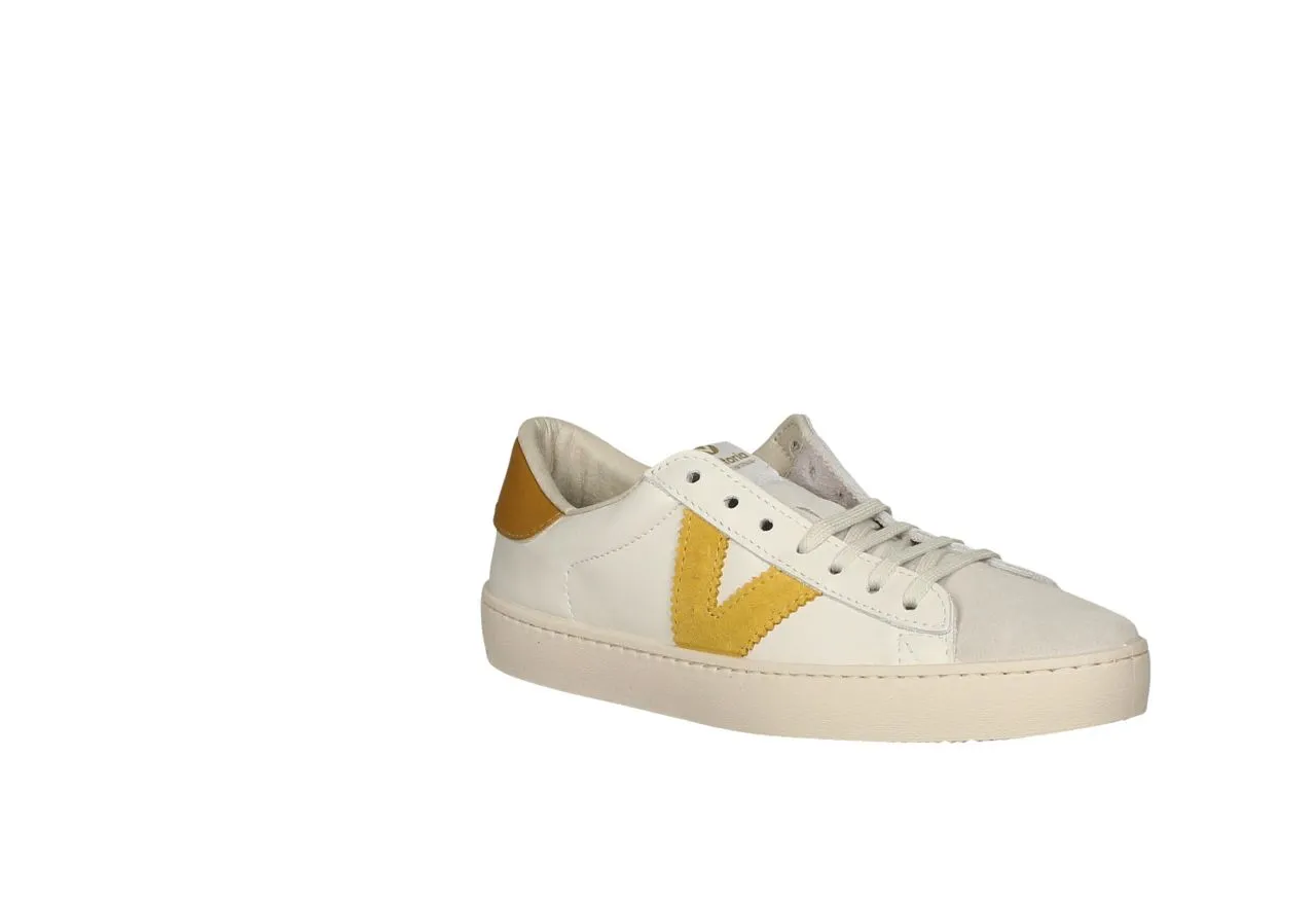 Sneaker Piel Beig Lateral y Talon Mostaza