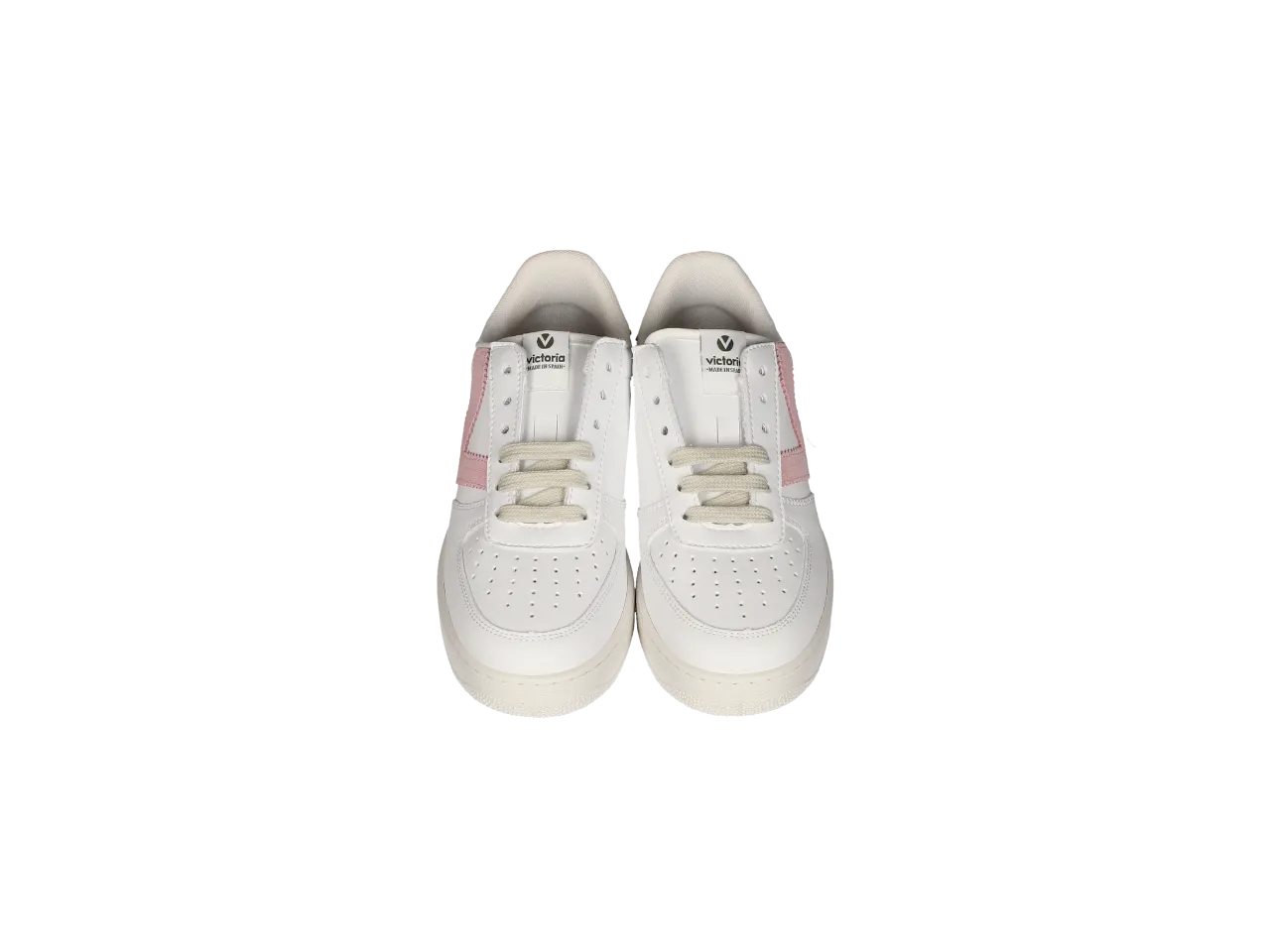 Sneaker Piel Blanco Pala Calados Latera Rosa Talon Amarillo