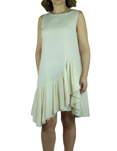 vestido kaos volantes en bajo beige