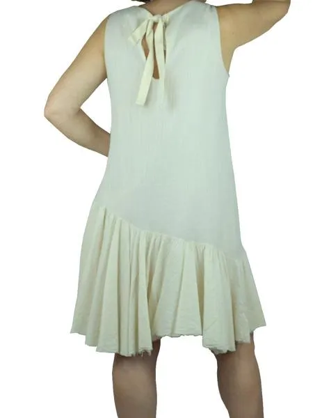 vestido kaos volantes en bajo beige