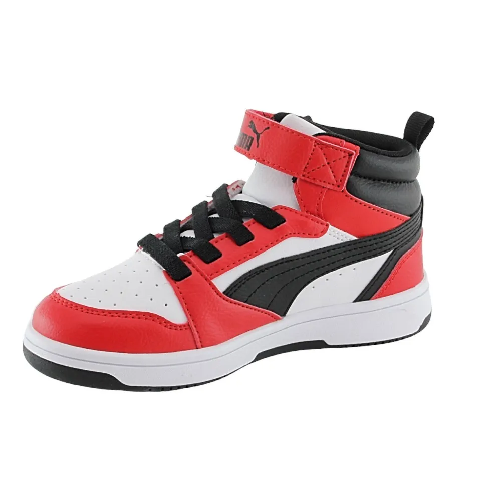 Zapatillas Puma Rebound V6 Mid Blanco-Negro-Rojo