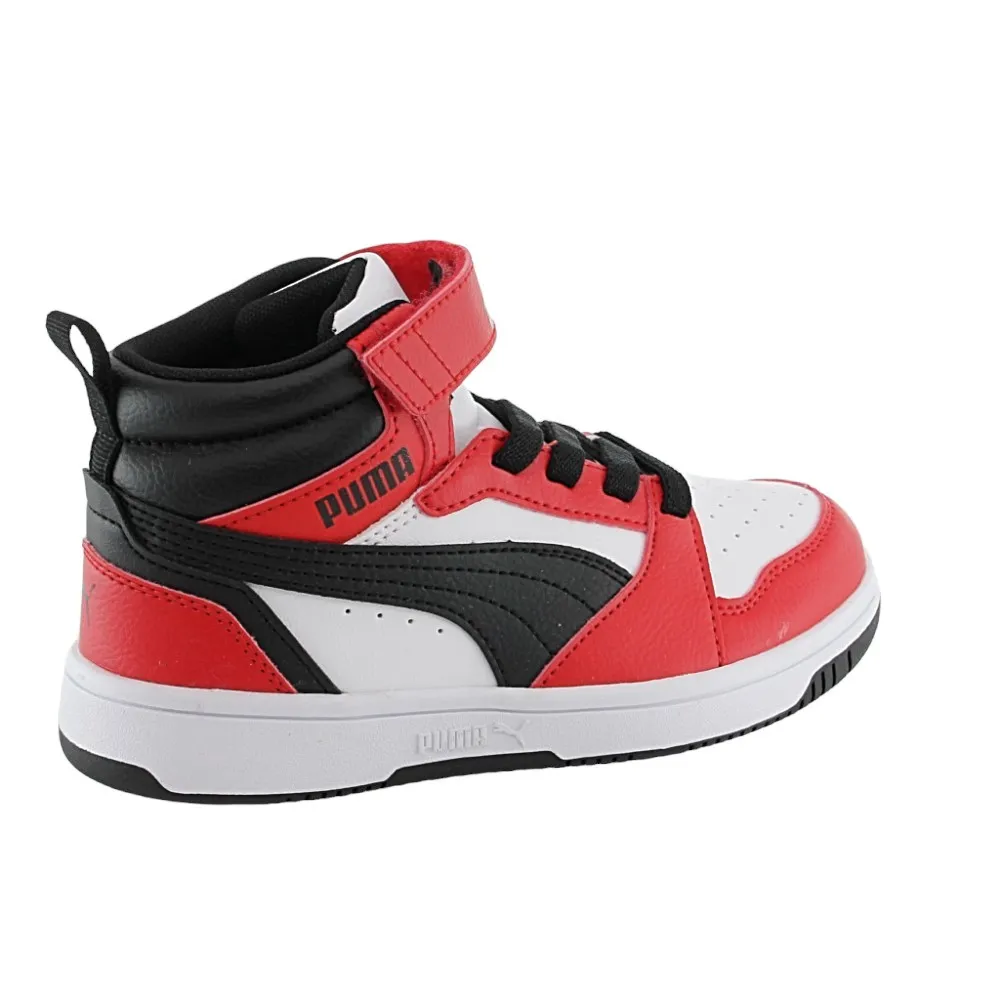 Zapatillas Puma Rebound V6 Mid Blanco-Negro-Rojo