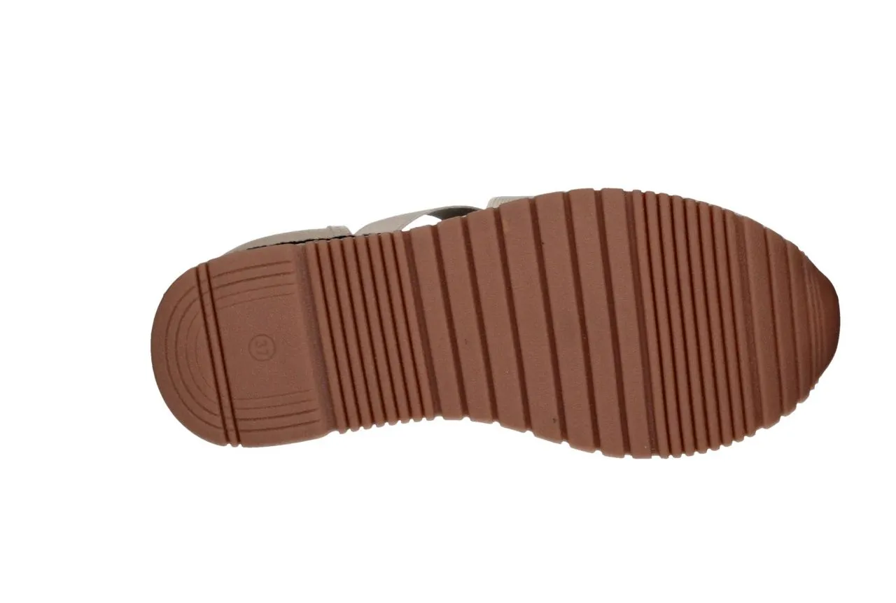 Zapato Lados Descubierto Piel Taupe Elasticos Pala Blanca