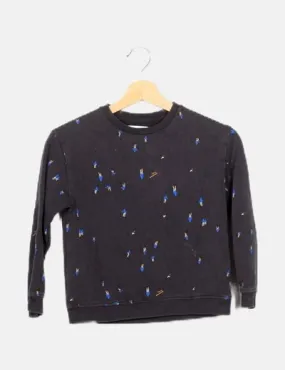 Zara Sudadera negra print esquiador